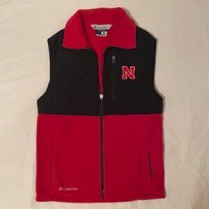 Columbia Men's Small University of Nebraska Cornhuskers Red Fleece Vest, Big Ten